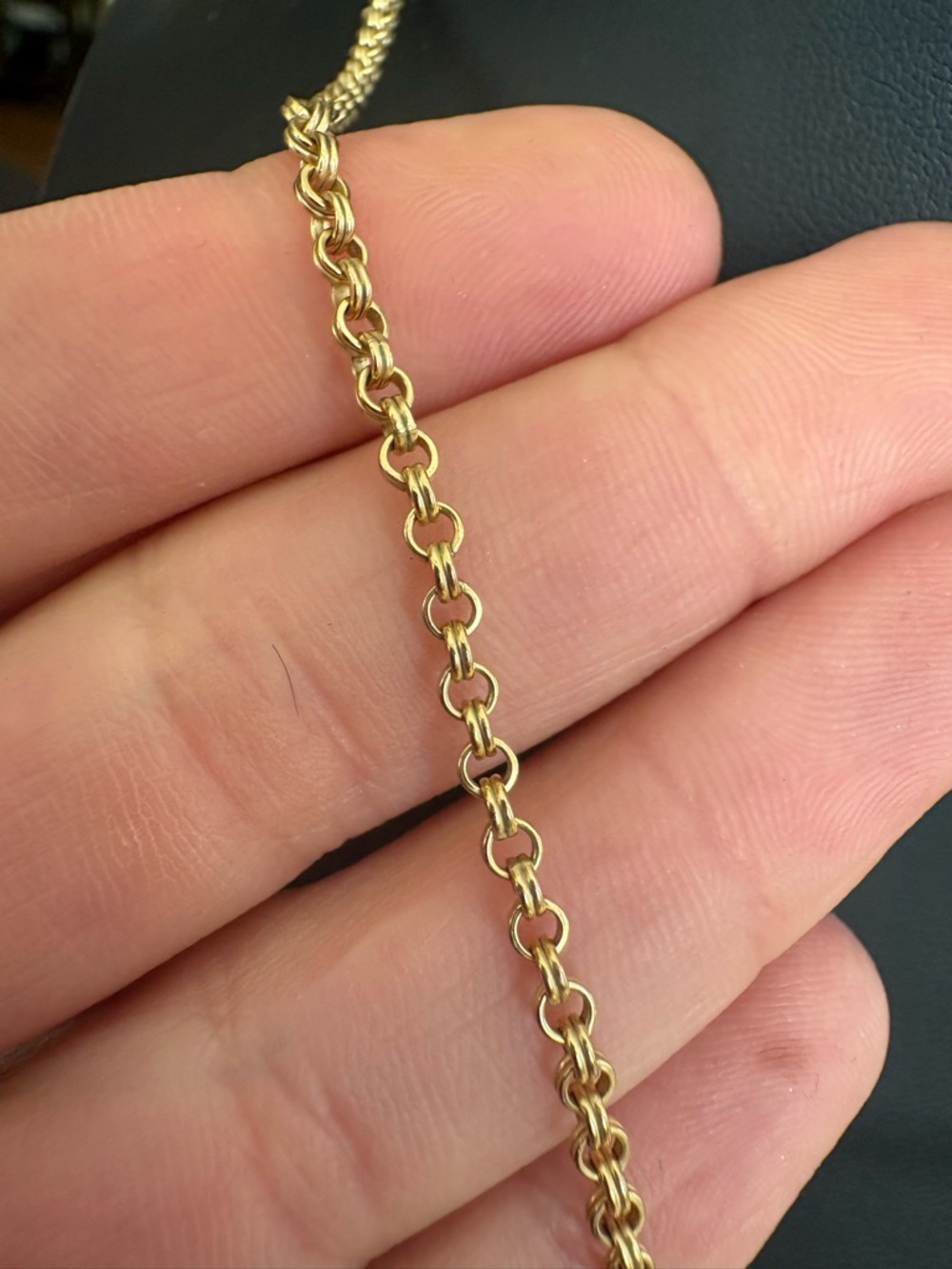 Vintage 1/20 12KGF yellow gold Rollo cable chain link necklace 18" long - Picture 6 of 11